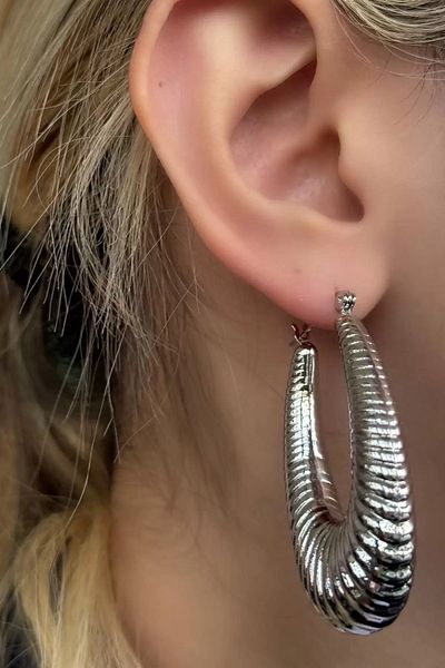 Vitastyle Silver Color Design Steel Earrings (Pair)