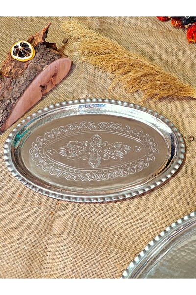 modabakir Copper Handmade Oval Tray 34 cm