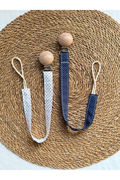 vikivin bebe 2'li %100 Organik  Ahşap Klipsli Emzik Askısı/Emzik Tutucu