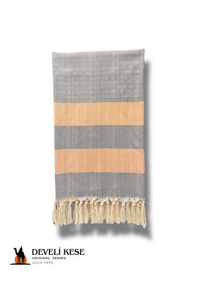 Develi 1 Piece Bamboo-Cotton Peshtemal - Orange/Navy Blue Develikese