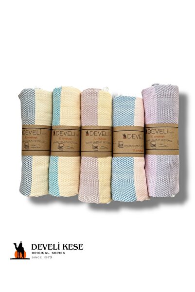 Develi Bamboo Cotton Bath Beach Peshtemal (Yellow -Blue)