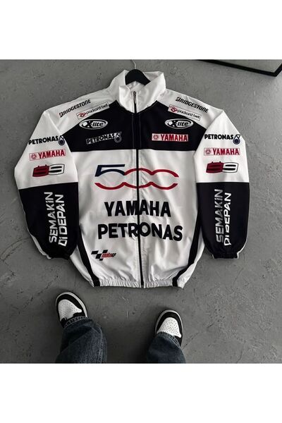 m.baba Unisex padáková tkanina oversize čierna vetrovka s potlačou