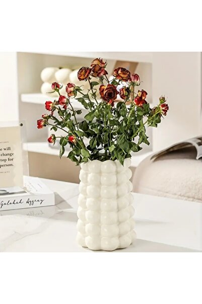 Show Art Hediyelik Beyaz Bubble Vazo Büyük Boy / Creative Vazo / Dekoratif He...
