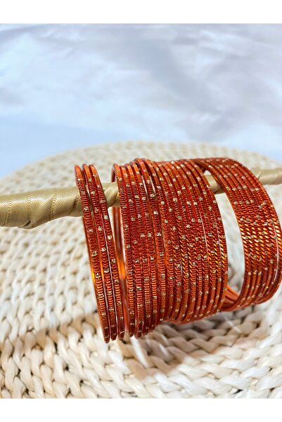 Home Şık Nervürlü Alüminyum Hint Bilezik Seti – 24’lü Parlak Detaylı - 2.10 B...