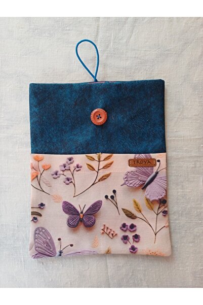 Troya Design Kitap / Tablet / E-book Reader Kılıfı -  Mavi Kelebekler Temalı