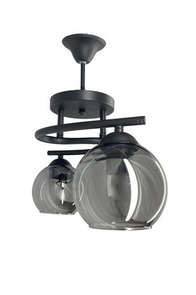 Semboldekor S Profile Black 2-Piece Chandelier (Smoked Glass)