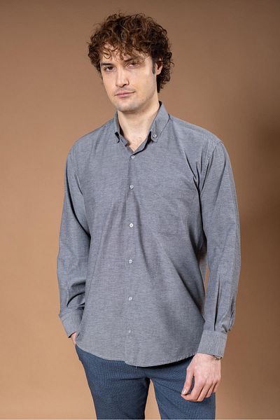 Mutlu City Men's Long Sleeve Classic Regular Fit Plain Natural Cotton Dad Shirt 8180
