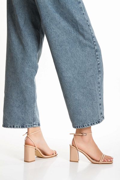 GULT Nude Color Women's Summer Thick Heel Shoes