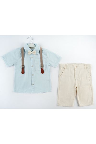 Katre Boy's Summer 4-Piece Shirt Capri Suit with Bow Tie Slope