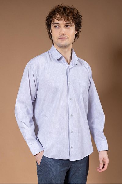 Mutlu City Men's Long Sleeve Classic Regular Fit Dobby Plain Natural Cotton Dad Shirt 8190