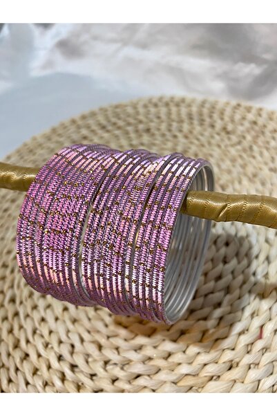 Home Şık Nervürlü Alüminyum Hint Bilezik Seti – 24’lü Parlak Detaylı - 2.10 B...