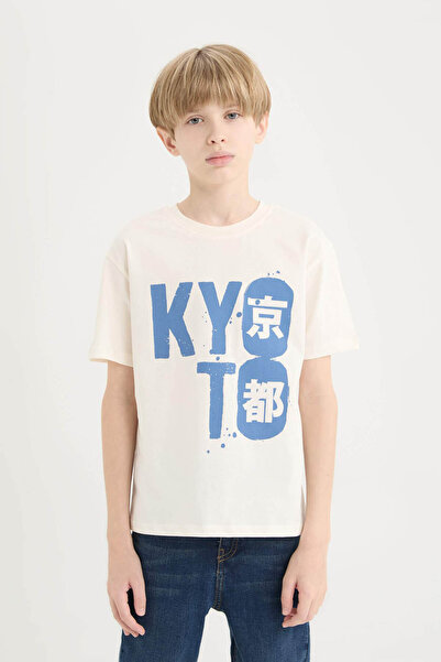 DeFacto Boy's Crew Neck Printed Short Sleeve T-Shirt