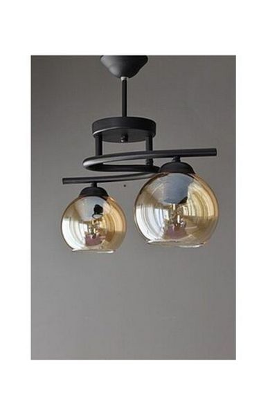 Semboldekor S Profile Black 2-Piece Chandelier (Honey Glass)