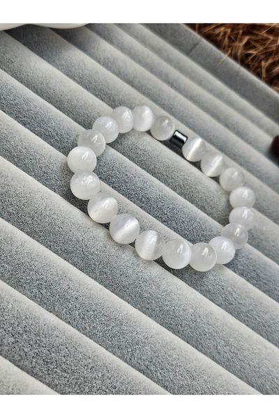 AURA Natural Stone Bracelet with Selenite Stone - Purifying and Cleansing