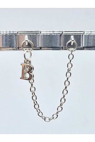 RoseCo00 Italian Bracelet Charm with Letter B Chain 1 Piece