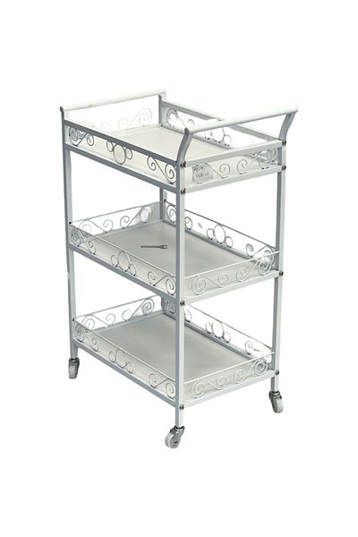 TrentonGCC Three-Tier Metal Serving Cart with Wheels – Brown - 49 x 33 x 73 cm