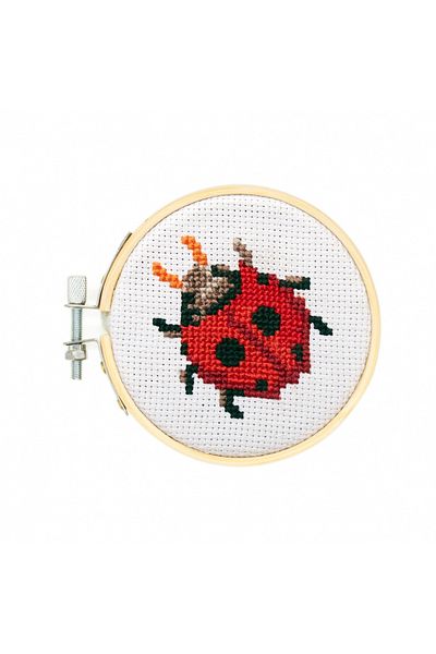 Kikkerland Mini Cross Stitch Embroidery Set – Ladybug
