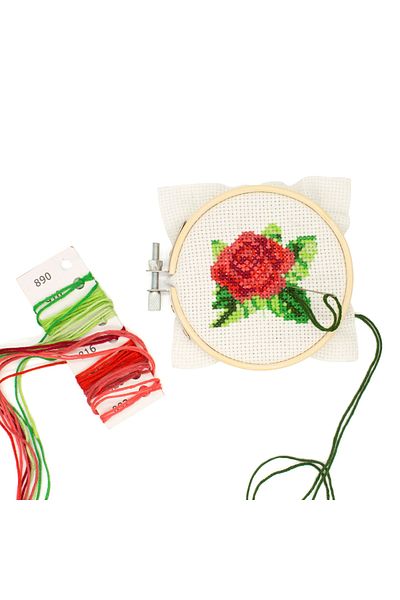Kikkerland Mini Cross Stitch Embroidery Set - Rose