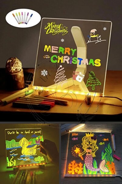 BiTon Toptan Orta Boy 20 X 20 cm Neon Mesaj Panosu Led Işıklı Yazı Çizim Taht...