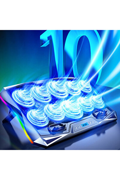 IntersTech 10 Fanlı Rgb Aydınlatmalı Gaming Notebook Laptop Soğutucu  Sesiz 2...