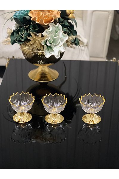 USD HOME 3-Piece Flower Bowl - Coffee Side Sugar Bowl and Cookie Presenter