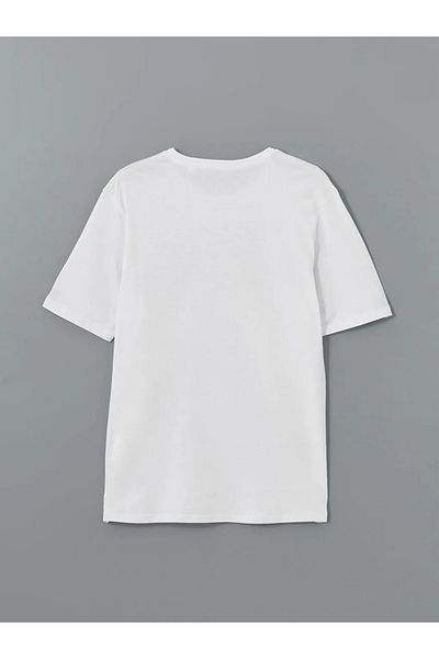 LC Waikiki Ανδρικό μπλουζάκι LCWAIKIKI Classic White Crew με κοντό μανίκι με εμπριμέ χτενισμένο βαμβάκι