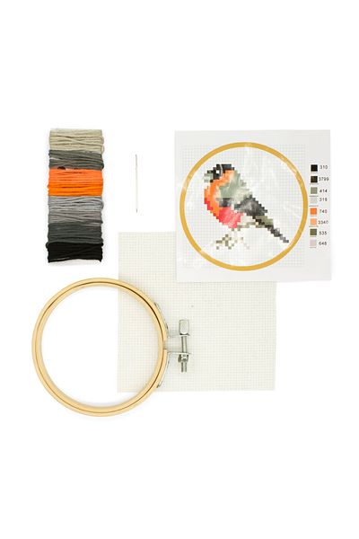Kikkerland Mini Cross Stitch Embroidery Set - Bird
