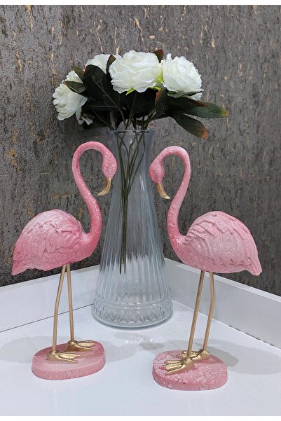 Gloriys Home & Decor 2li Şeker pembesi 25cm flamingo biblosu