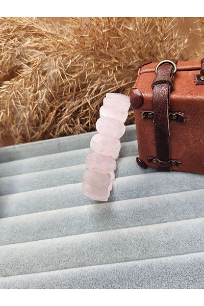 AURA Pink Quartz Special Cut Natural Stone Bracelet (Love, Love Stone)