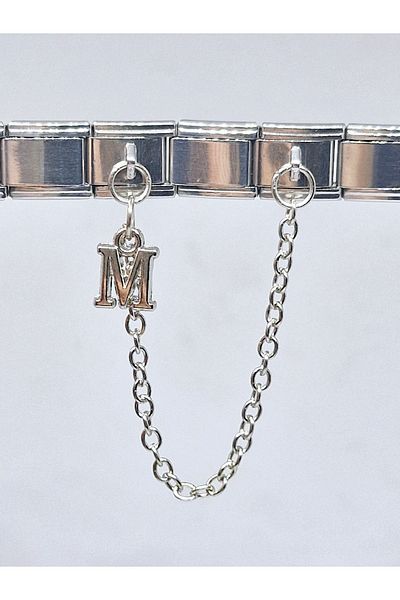 RoseCo00 Italian Bracelet Charm with Letter m Chain (1 Piece)