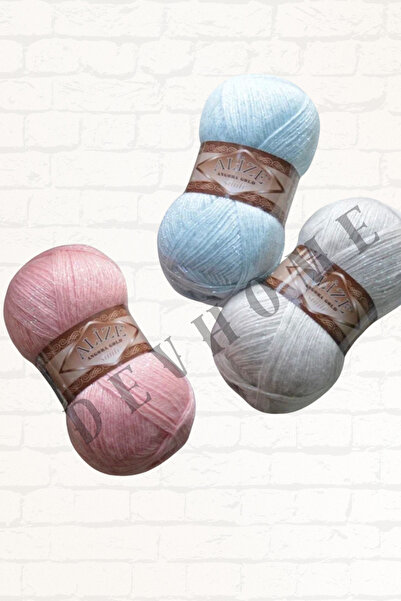 devhome Alize Angora Gold Glitter Hand Knitting Thread Yarn Wool Glitter Vest Thread 4 Pieces