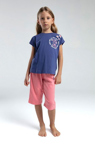 U.S. Polo Assn. Girls' Shorts Set with Floral Detail Shoulder Print