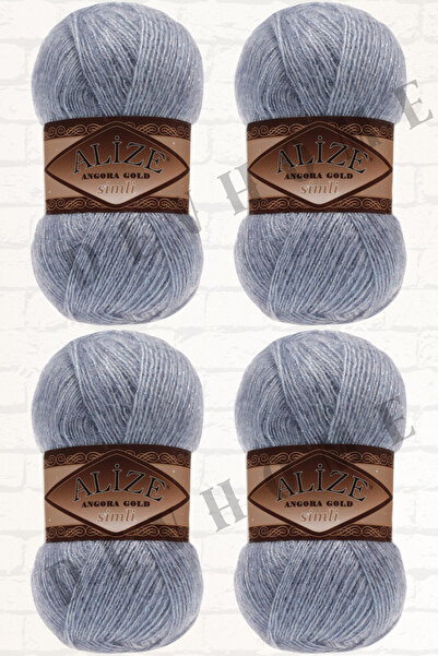 devhome Alize Angora Gold Simli El Örgü İpi İpliği Yünü Simli Yeleklik İp 4 Adet