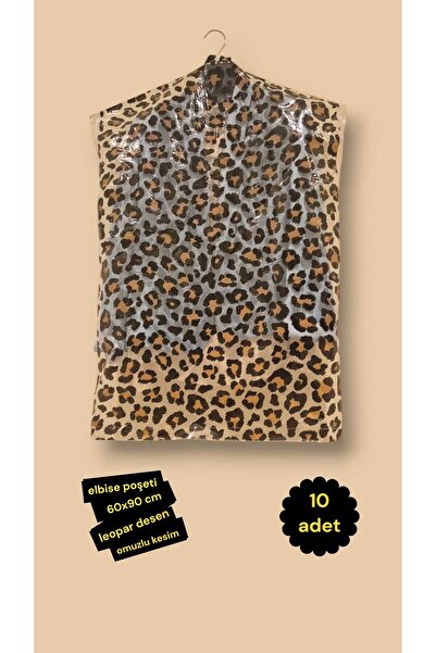 COLORPAK Elbise Poşeti LEOPAR DESEN (60X90 CM) Askı Delikli (10 ADET) Şeffaf Kıyafet Koruma Hurç Kılıf Naylon