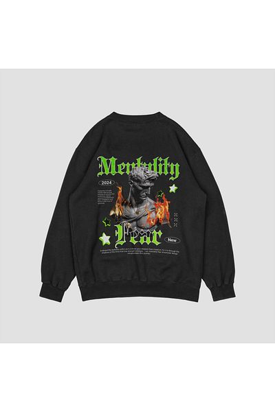 Vordevia Mentality Fear Printed Special Design 0 Collar Oversize Sweatshirt