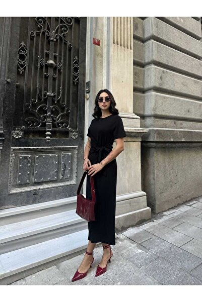 NesShine Rochie de damă din țesătură modal cu cravată laterală
