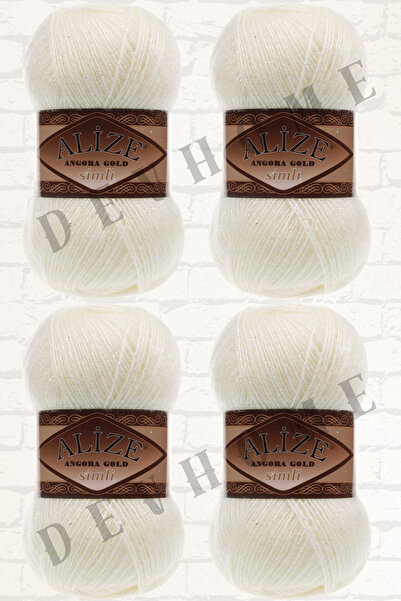 devhome Alize Angora Gold Glitter Hand Knitting Thread Yarn Wool Glitter Vest Thread 4 Pieces