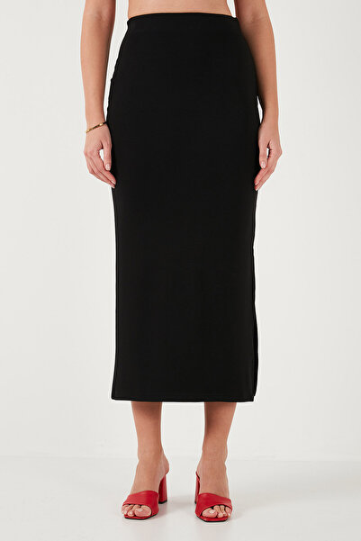 Lela Slim Fit Slit Detailed Floor-Length Crop Suit Set 5866148