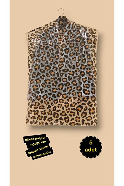 COLORPAK Elbise Poşeti LEOPAR DESEN (60X90 CM) Askı Delikli (5 ADET) Şeffaf Kıyafet Koruma Hurç Kılıf Naylon