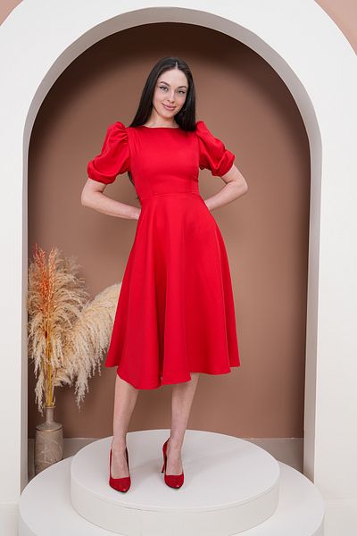 Varyete Balloon Sleeve Midi Length Flared Dress