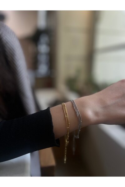 SHINELUC Çelik | Silver 3’lü Dorika  İnce Zincir Bileklik