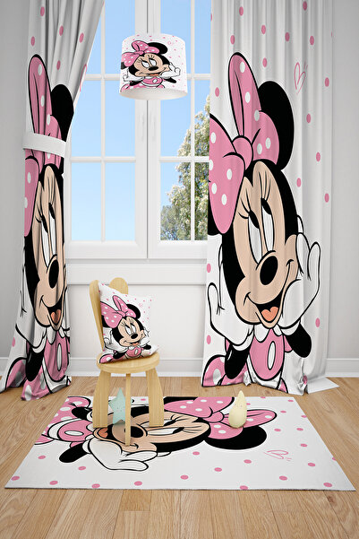 BelezaHome ستارة خلفية مزخرفة لغرفة الأطفال من ميكي ماوس باللون الوردي