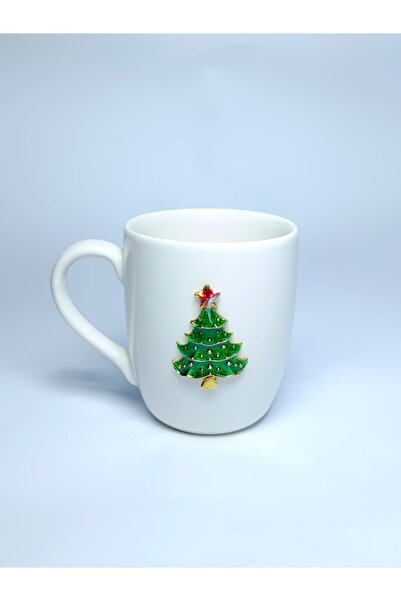 PARILTI HOME COLLECTİON KUPA BARDAK ÇAM AĞACI FİGÜRLÜ PORSELEN BARDAK