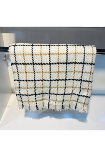 ŞURA ŞAL Χειμερινό σάλι ώμου 70x180, Χρώμα Μαύρο-Λευκό-Χρυσό