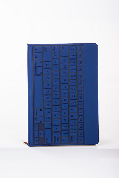 MUKKO HOME Leather Cover Thick Keyboard Patterned A5 Ruled Notebook Navy Blue