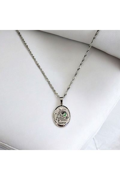 AKSESUARIM Women's Enameled Steel Zodiac Necklace