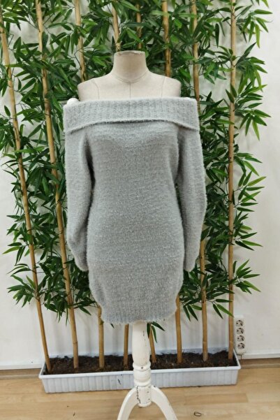 Mossta Gray Soft Dress - Madonna Collar, Short Raster