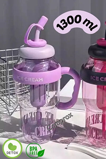 Comprox Ice Cream Detox Su Şişesi – 1300ML BPA Free Big Mug Ice Bottle