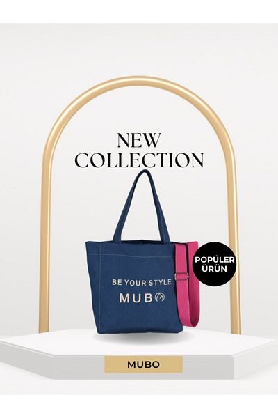 MUBO 2 Compartment Shoulder Bag with Embroidery Detail - Hand and Arm Design