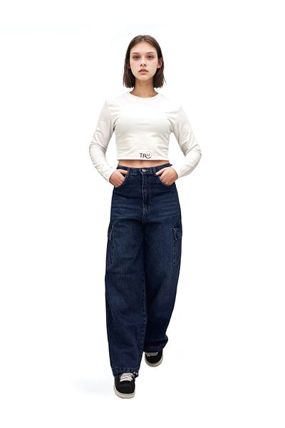 Asortix Girls Wide Baggy Fit Wide Leg Cargo Jeans